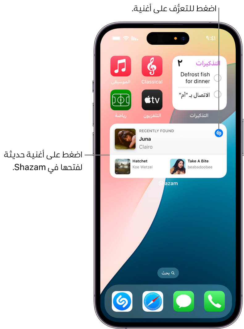 عرض اليوم على iPhone يعرض أداة Shazam