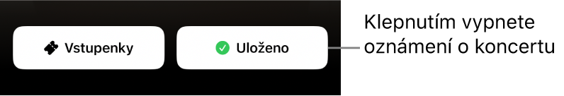 Aktivní (zaškrtnuté) tlačítko Uložit na průvodci koncertem v Shazamu
