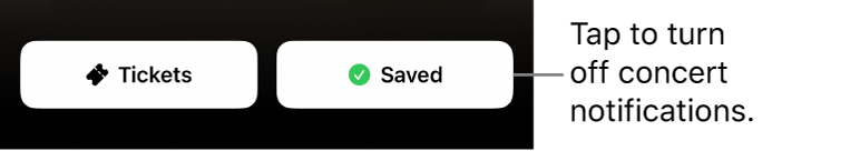 Active Save button (with check mark) on the Shazam Concert Guide