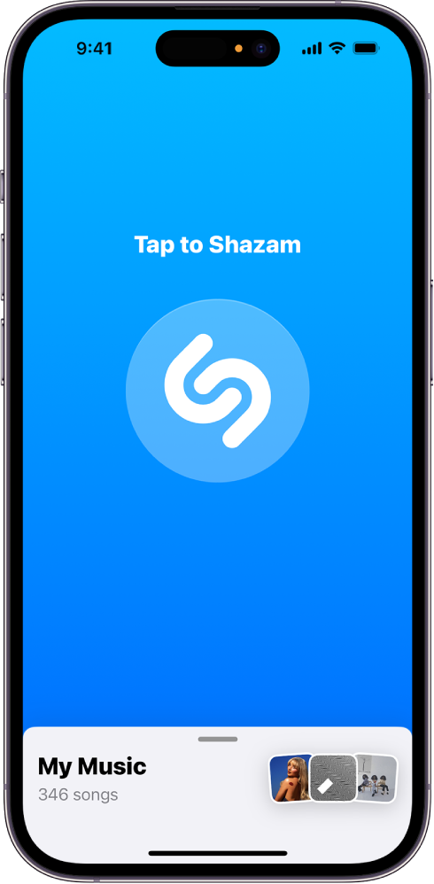 Shazam app main screen with Shazam button
