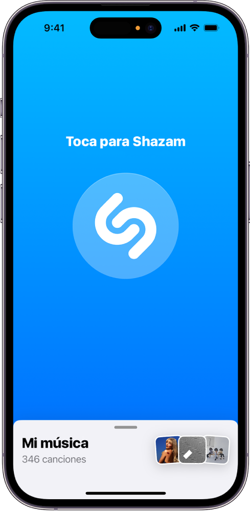 Pantalla principal de la app Shazam con el botón Haz un Shazam