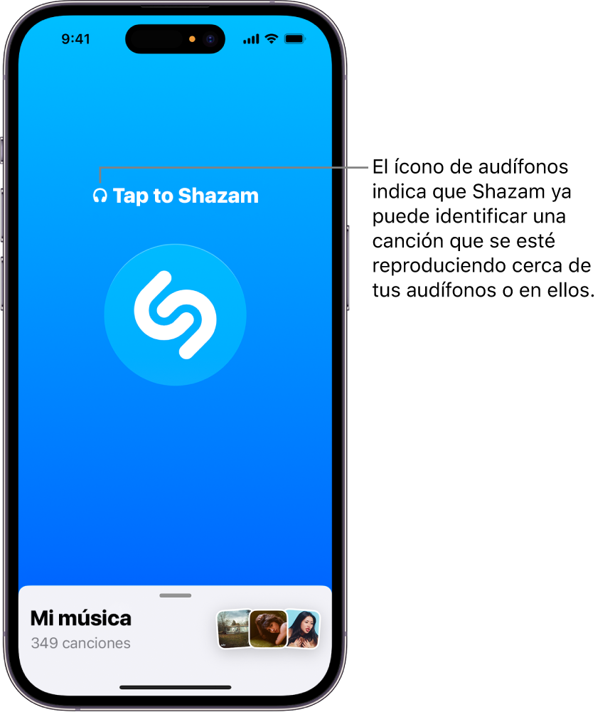 La app Shazam muestra los audífonos conectados