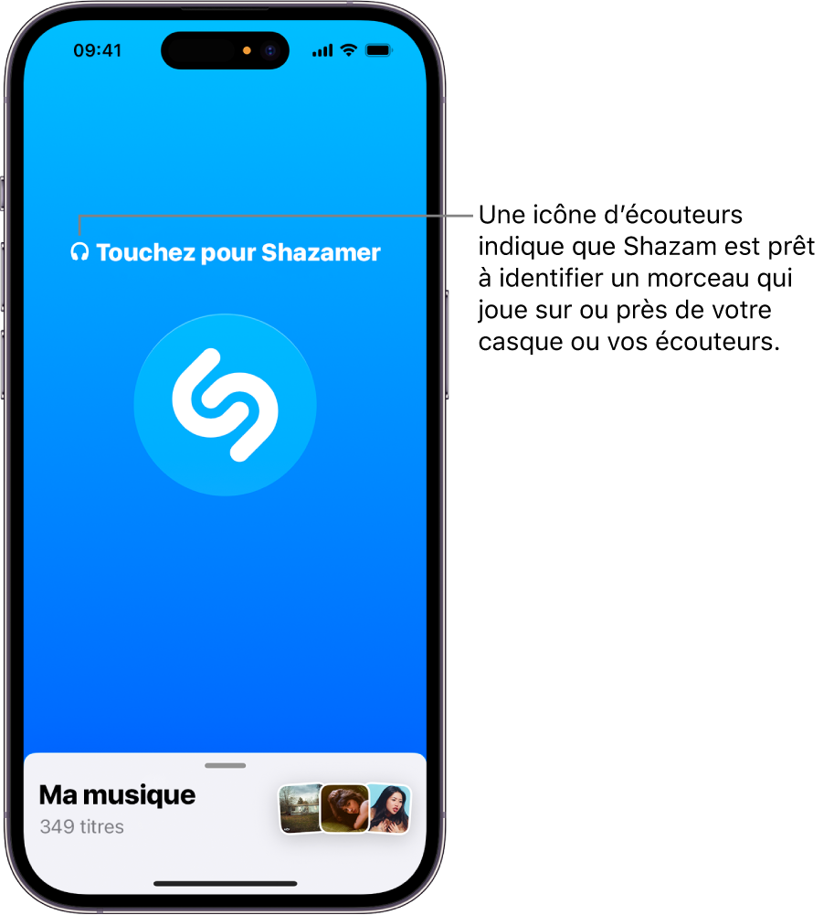 App Shazam qui affiche des écouteurs connectés