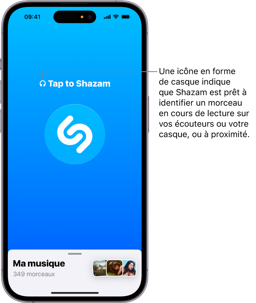 App Shazam affichant un casque connecté