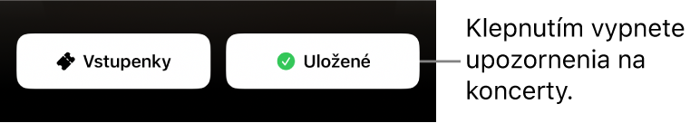 Aktívne tlačidlo Uložiť (so symbolom zaškrtnutia) v sprievodcovi koncertmi v apke Shazam